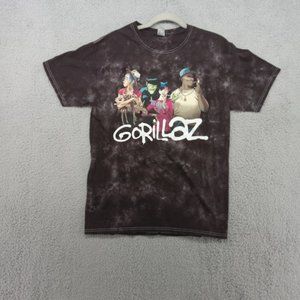 Gorillaz Shirt Mens Medium Black Tie Die‎ Cartoon Caricature Fruit of the Loom